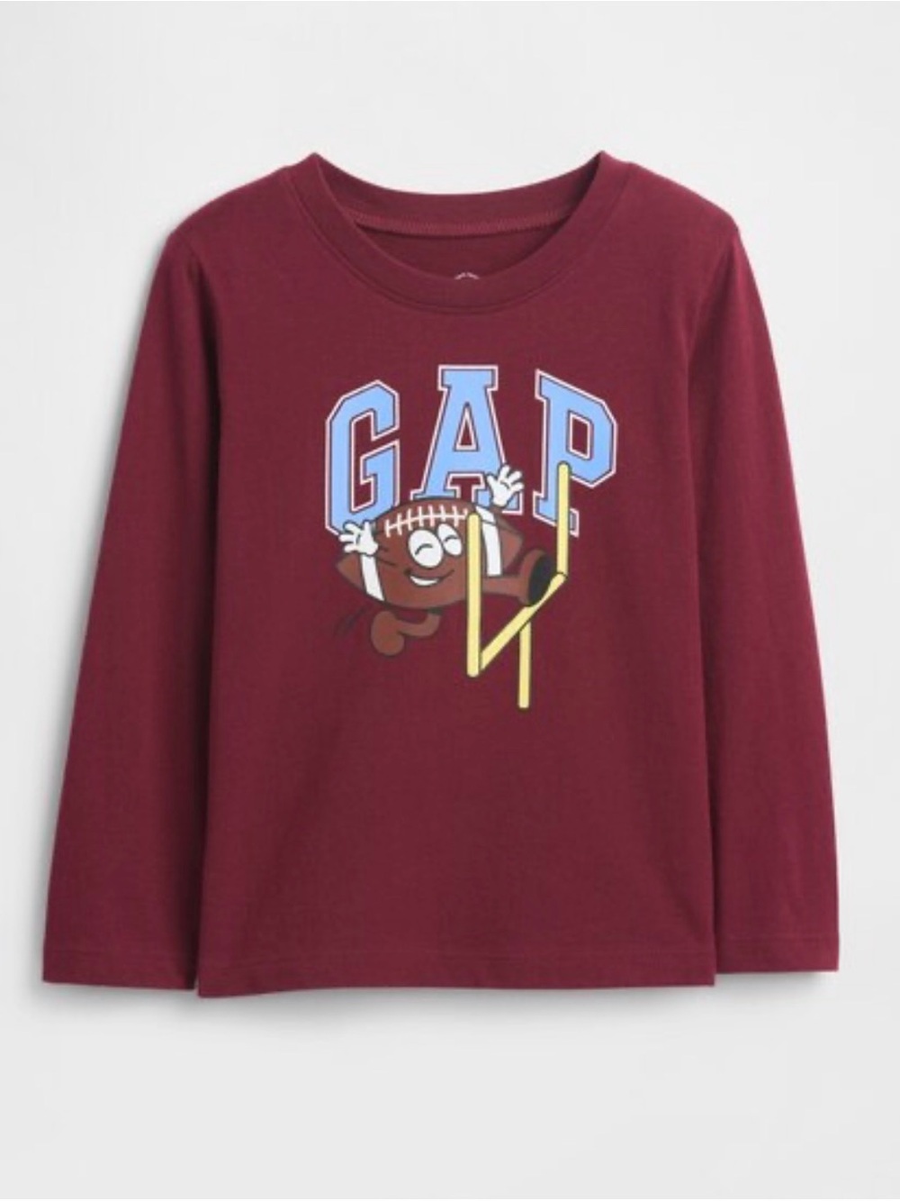 GAP Maroon Long-Sleeve Tee with Football Graphic
